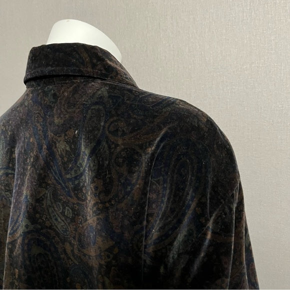 Jones New York Paisley Velvet Button Front Shirt Sz-1X