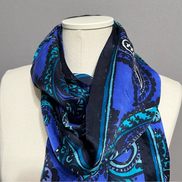 Anne Klein Blue | Green Silk Paisley Scarf