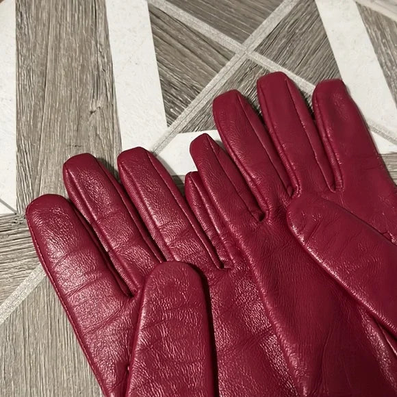 Merona Burgundy Sheep Leather Gloves Sz-Small