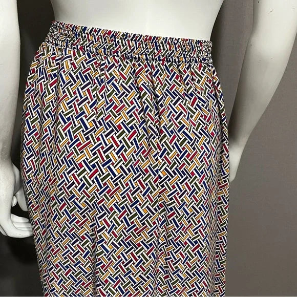 Vintage Rainbow Elastic Waist 100% Skirt Midi Skirt Sz-3X