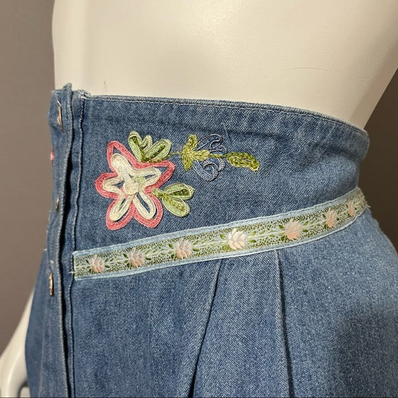 Vintage Saint Germain Cotton Denim Midi Skirt Sz-Xtra Large