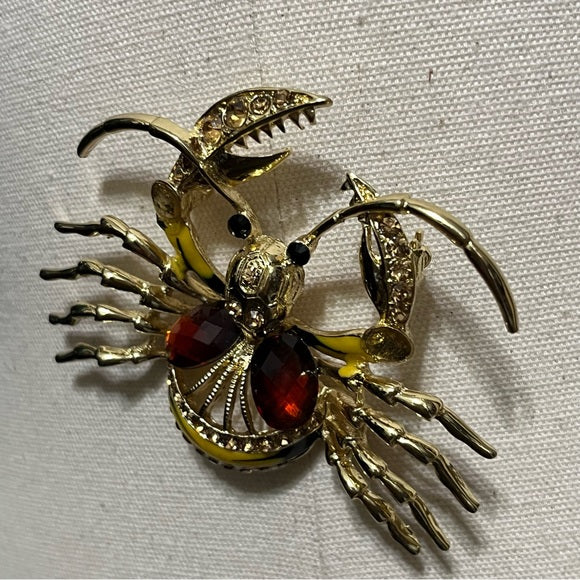 Gold Crab Brooch