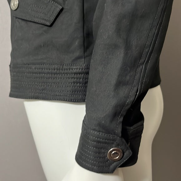 Katherine New York Black Cotton Zip Up Lightweight Jacket Sz- Small