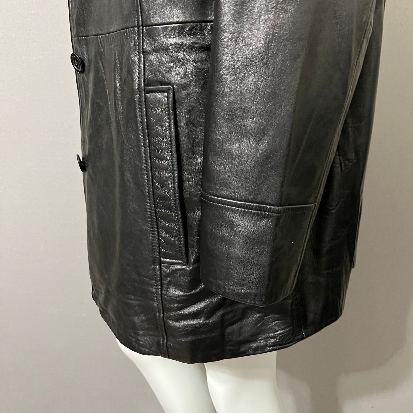 III State Black Longline Leather Jacket Sz-1X