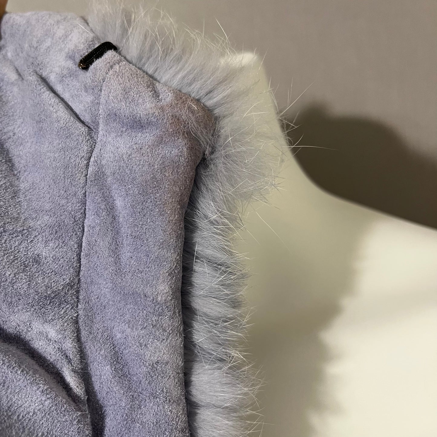 Vintage Revue Light Blue Rabbit Fur Trim Suede Leather Sz-6