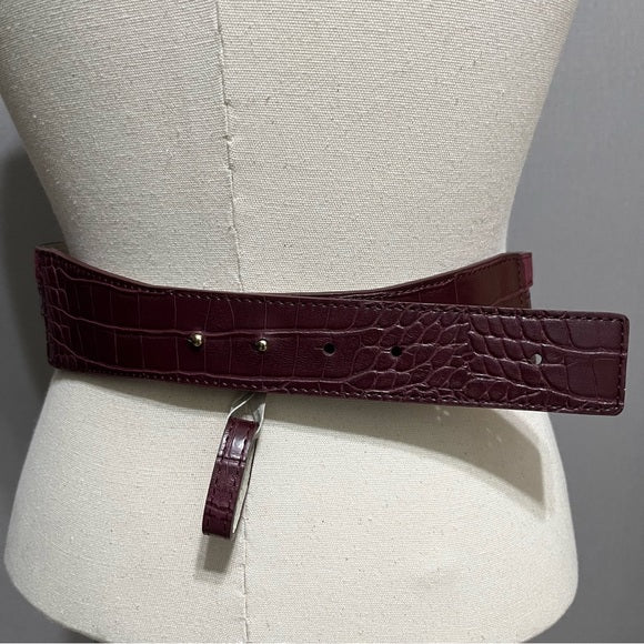 Burgundy Triple Layer Leather Lining Belt Sz-Small/Medium