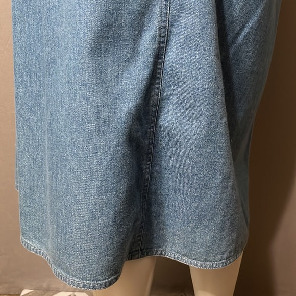 Vintage Liz Claiborne Denim Front Inverted Pleat Denim Cotton Midi Skirt Sz-14P
