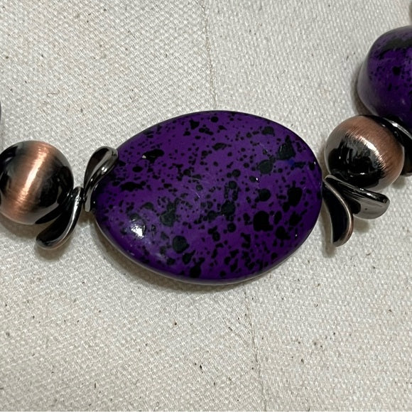 Purple Stone Necklace & Earring Set