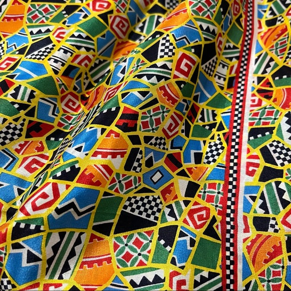 Rainbow Aztec Print Silk Scarf