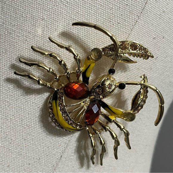 Gold Crab Brooch