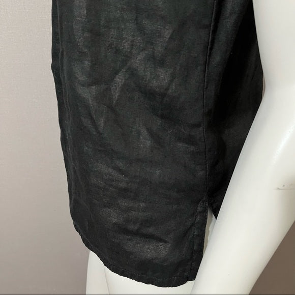Liz Claiborne Black Linen Sleeveless Shell Top Sz Small
