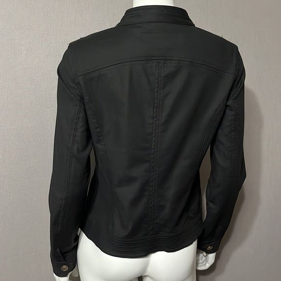 Katherine New York Black Cotton Zip Up Lightweight Jacket Sz- Small
