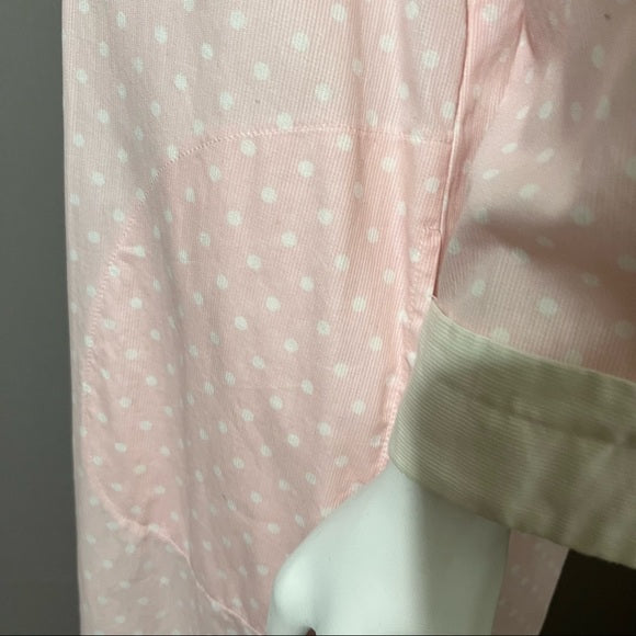 Vintage Miss Elaine Pink Polka Dot Cotton Zip Up Nightgown Sz-Medium
