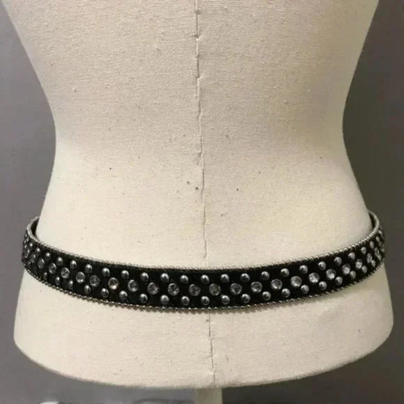Christine Alexander Black Western Swarovski Crystals Bling Belt