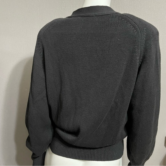 Vintage Designers Original Black 100% Cotton Cardigan Sz-Large