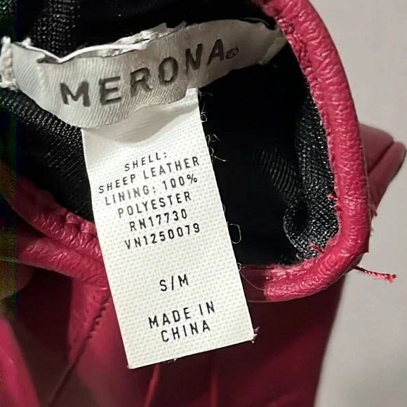 Merona Burgundy Sheep Leather Gloves Sz-Small