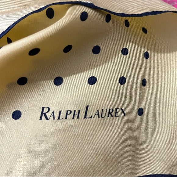 Ralph Lauren Yellow Polka Dot Silk Scarf