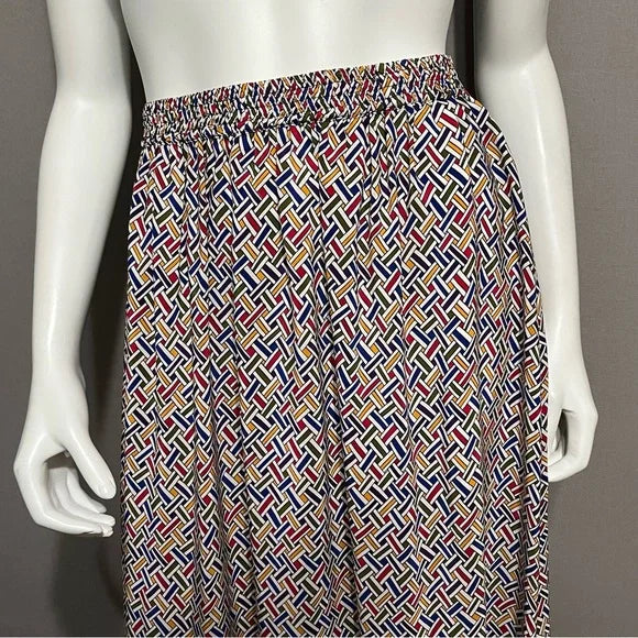 Vintage Rainbow Elastic Waist 100% Skirt Midi Skirt Sz-3X