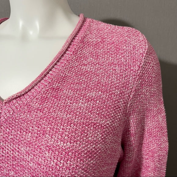 Croft & Barrow Pink V-Neck Marled Sweater Sz-1X