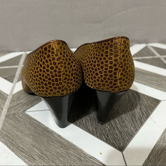 Vintage Escada Cognac Brown Suede Leather Heel Sz-6 1/2
