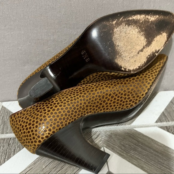 Vintage Escada Cognac Brown Suede Leather Heel Sz-6 1/2
