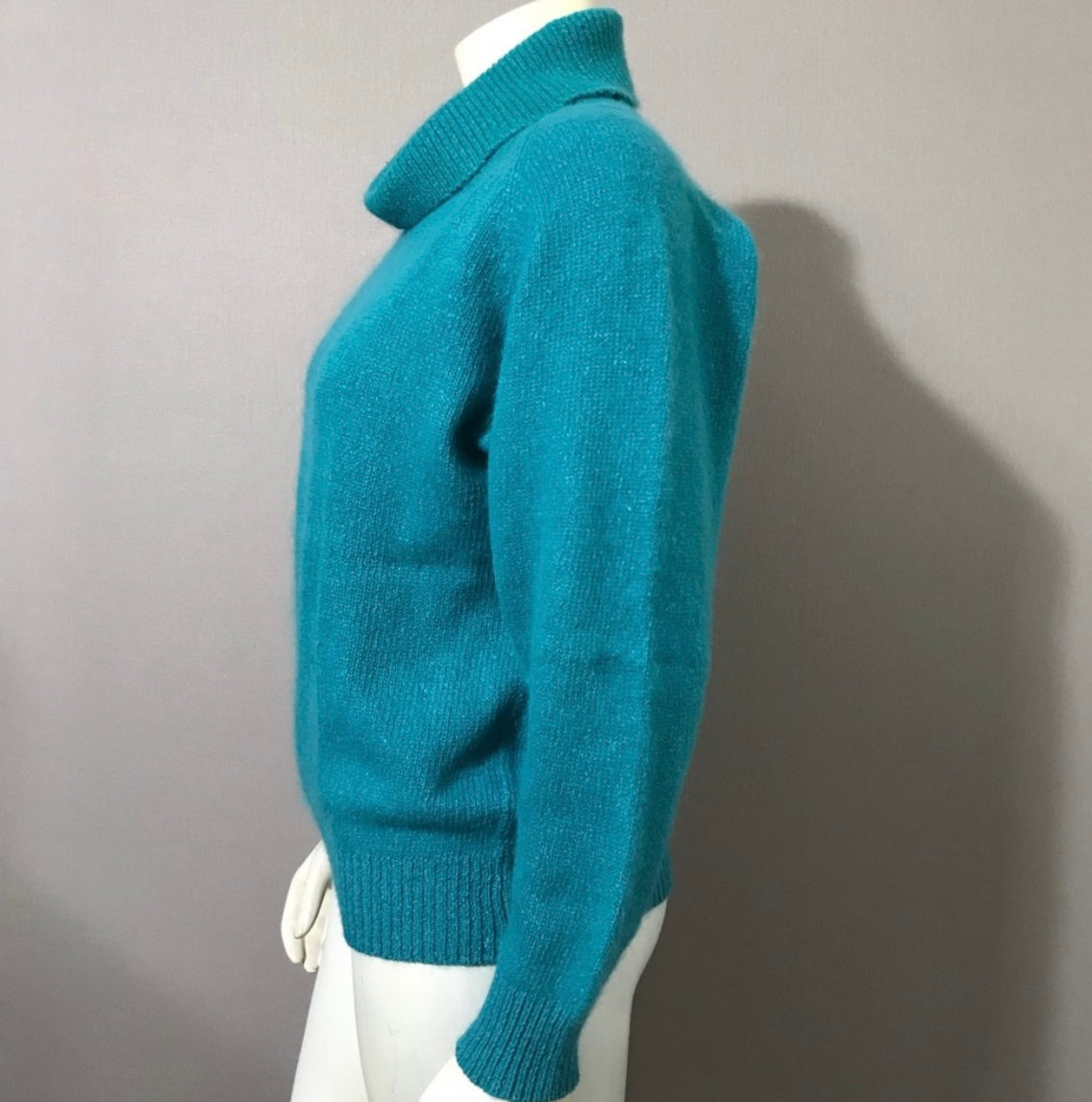 Vintage Keynotes Green Silk Lambswool Angora Rabbit Hair Turtleneck Sz-Large