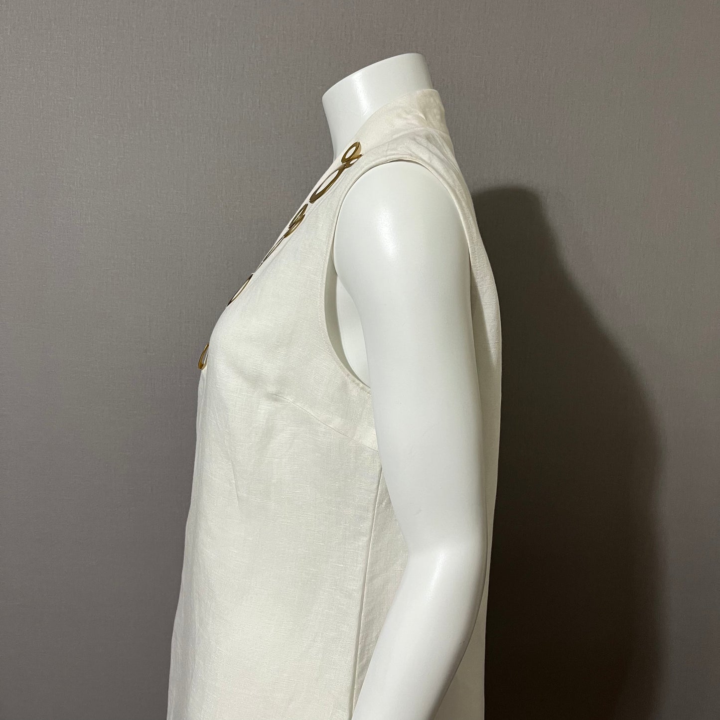 Natorious White V-Neck Sleeveless Linen/Rayon Blend Top Sz-Large