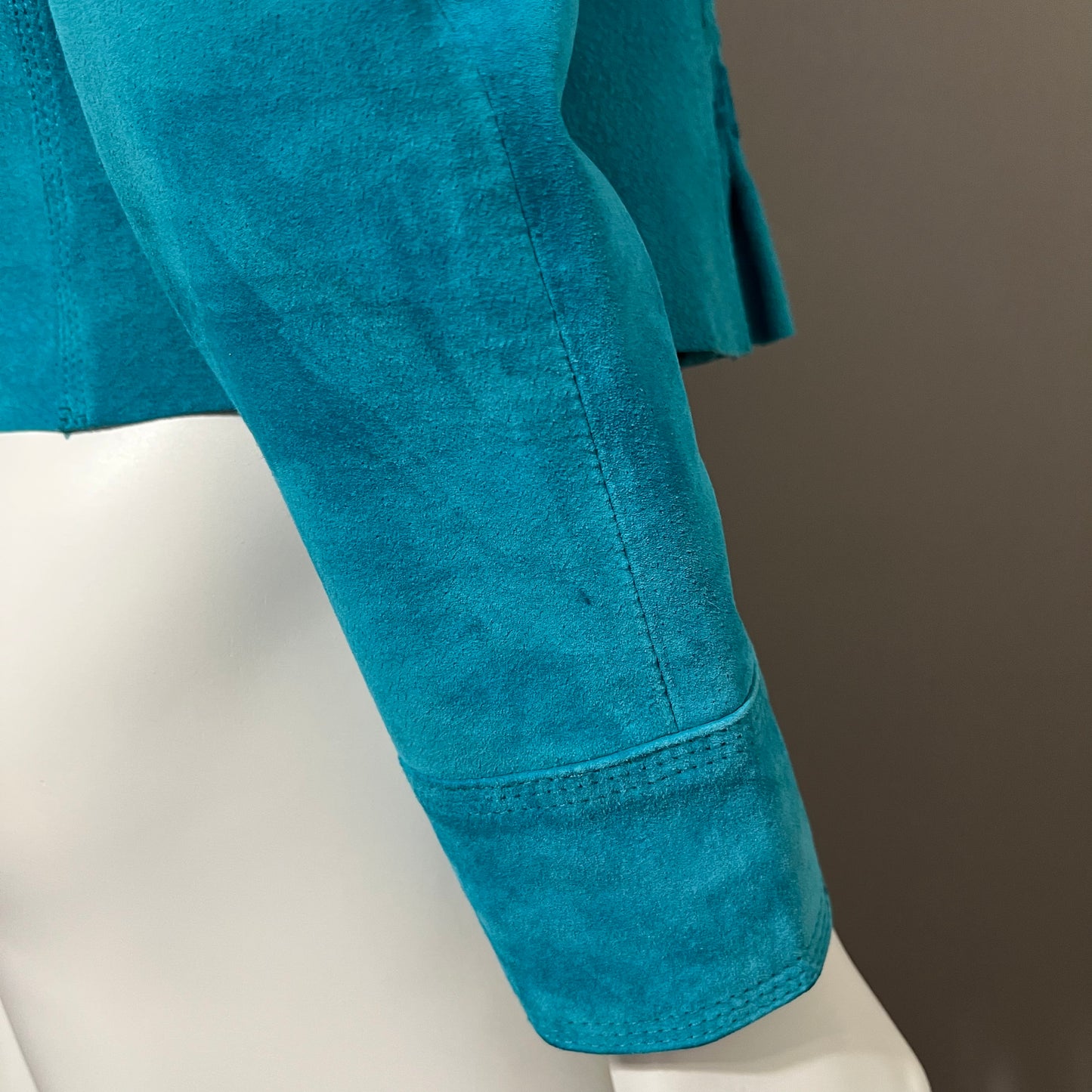 Vintage Yvonne & Marie Turquoise Suede Leather Jacket Sz-4
