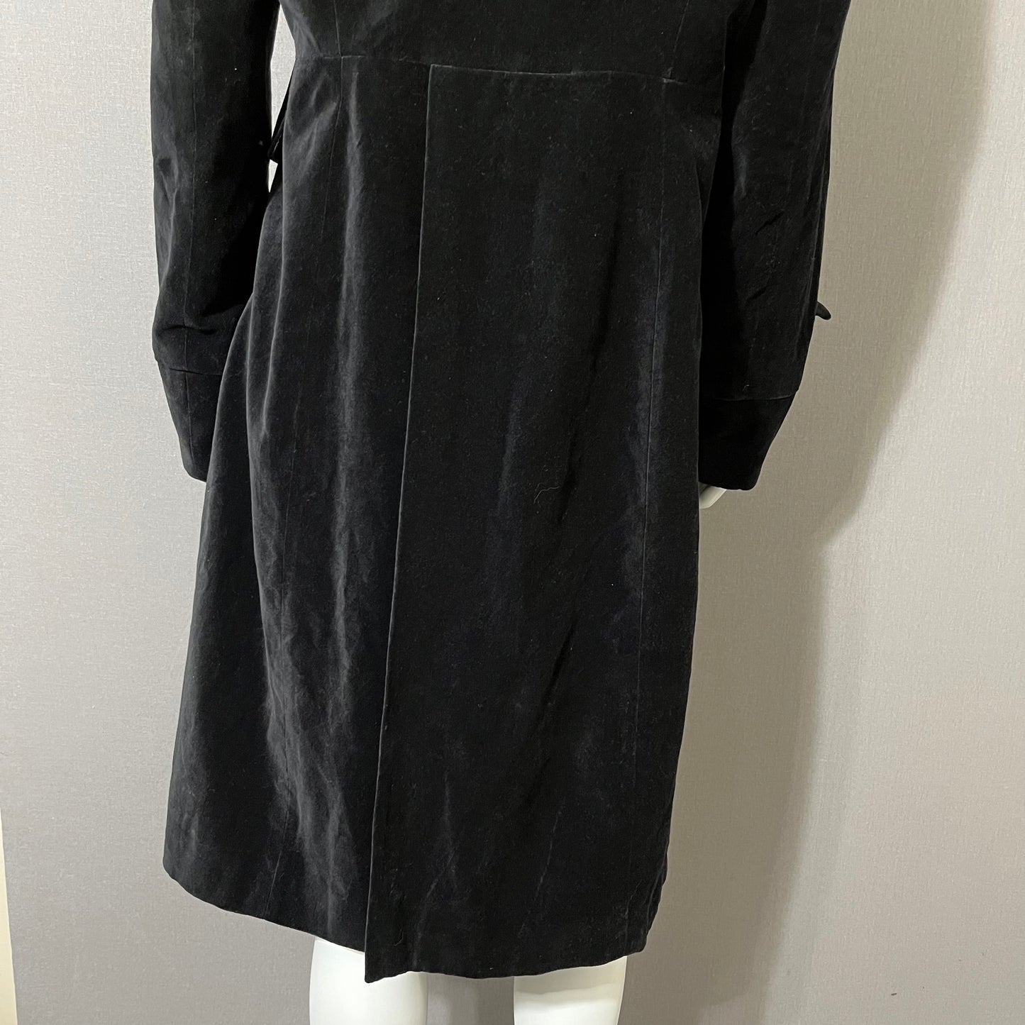 Newport News Black Cotton Velvet Military Longline Jacket Sz-14