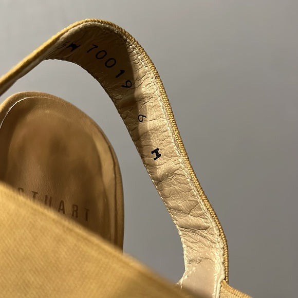 Stuart Weitzman Tan Open Toe Ankle Strap Kitten Heels Sz-6 M