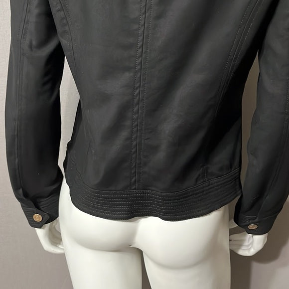 Katherine New York Black Cotton Zip Up Lightweight Jacket Sz- Small
