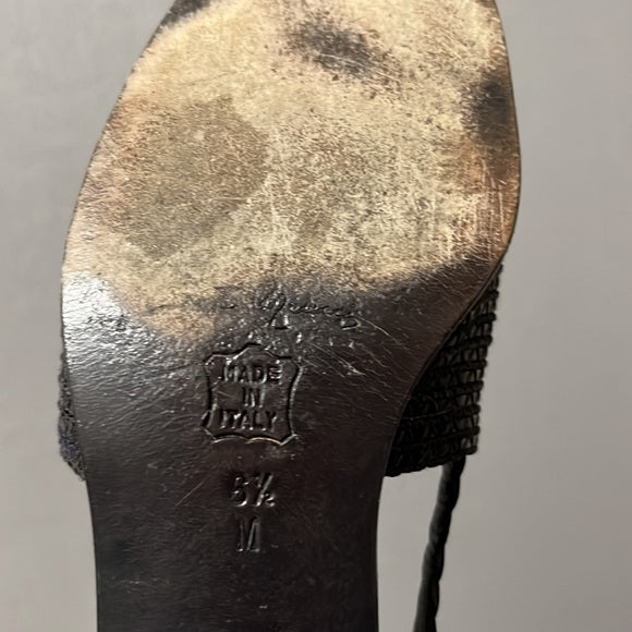 Sesto Meucci Black Square Toe Slip on Sandals Sz- 6 1/2 M