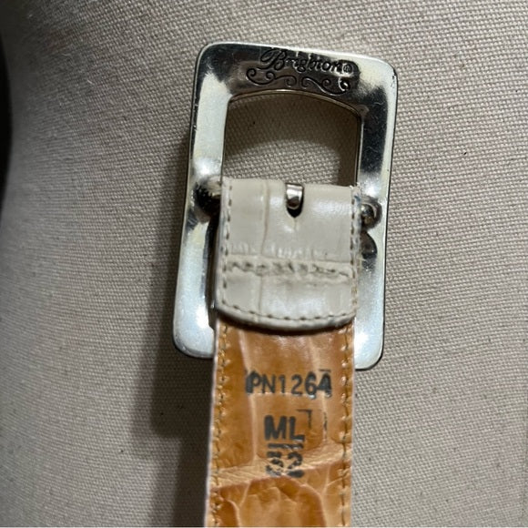 Brighton Cream | Brown Leather Reversible Belt Sz-Medium