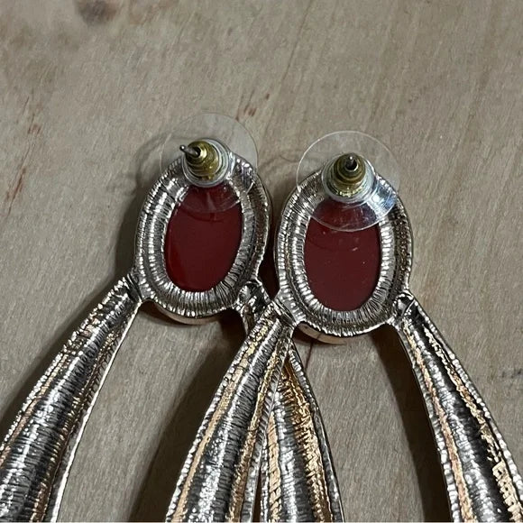 Red | Gold Artsy Hoop Statement Earrings
