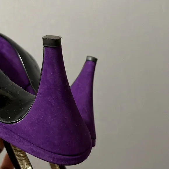 Bruno Magli Purple Sling Back Suede Leather Heels Sz-6 1/2 B
