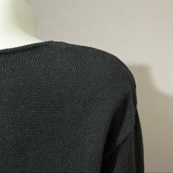 Leslie Fay Black With Sequin Detail Button Front Cardigan Sz- Xtra Large