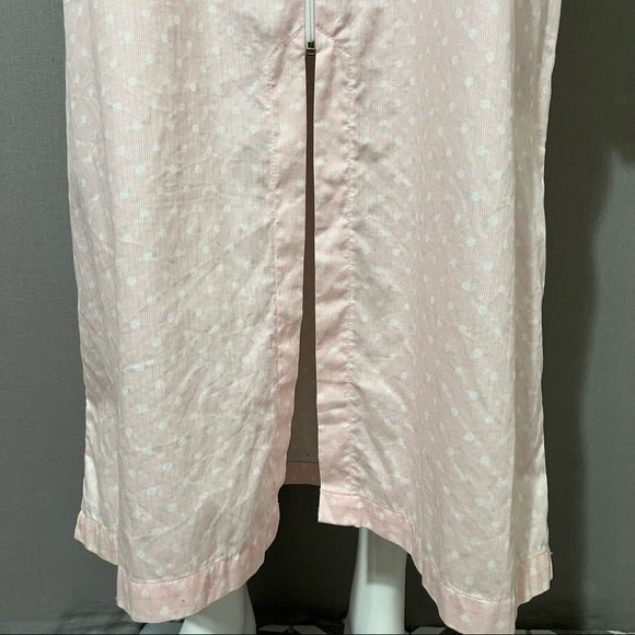 Vintage Miss Elaine Pink Polka Dot Cotton Zip Up Nightgown Sz-Medium