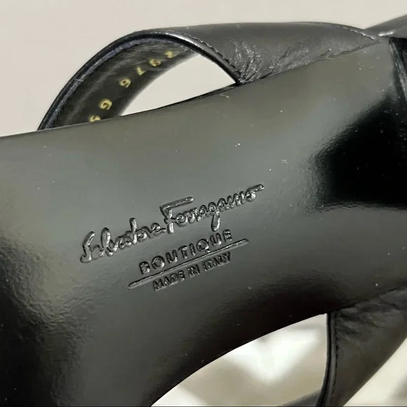 Salvatore Ferragamo Black Strap Sandal Sz- 6 1/2 B