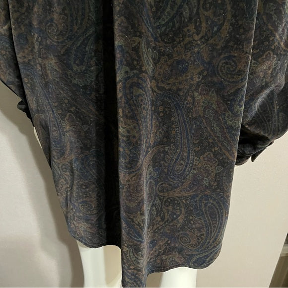 Jones New York Paisley Velvet Button Front Shirt Sz-1X
