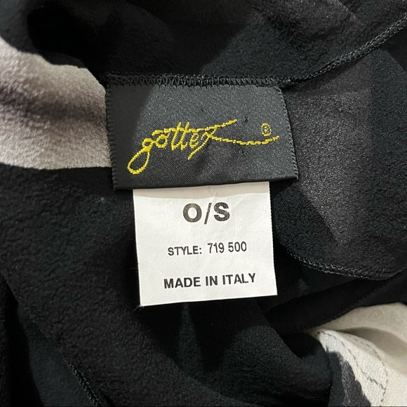 Gottex Black | White Sheer Silk Floral Scarf