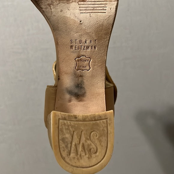 Stuart Weitzman Nude Open Toe With Ankle Strap Sandal Sz-6 1/2 M