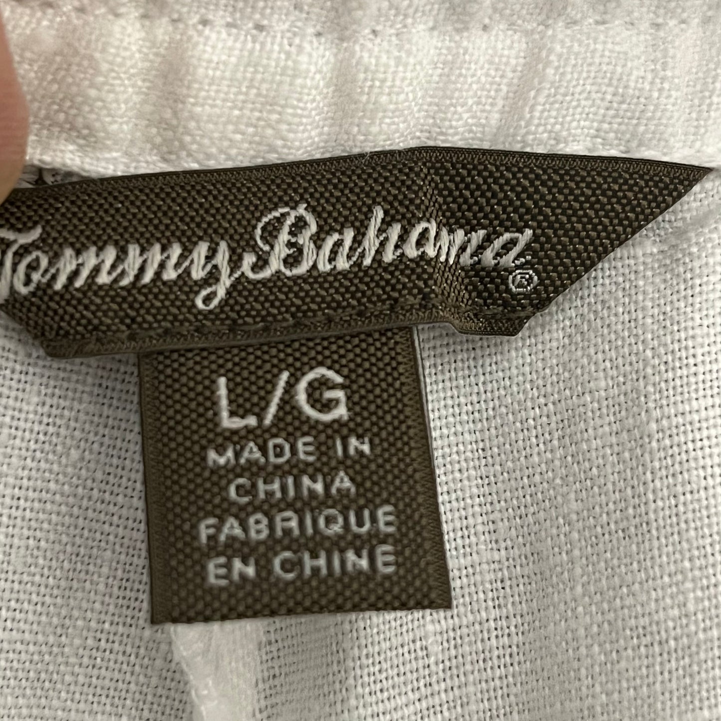 Tommy Bahama White 100% Linen Drawstring Cropped Pants Sz-Large