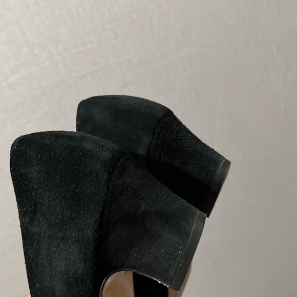 Salvatore Ferragamo Black Suede Leather Kitten Heel Sz-6 1/2 B