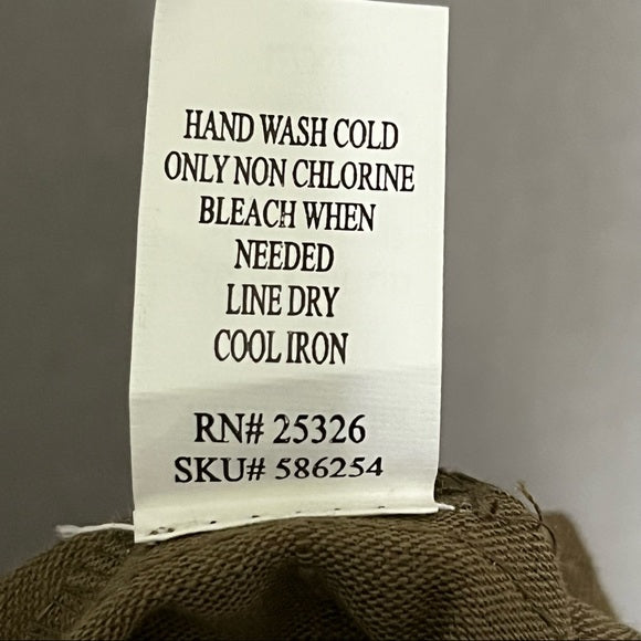 World Market Olive Green Linen/Cotton Wide Leg Jumpsuit Sz-Lg-XL