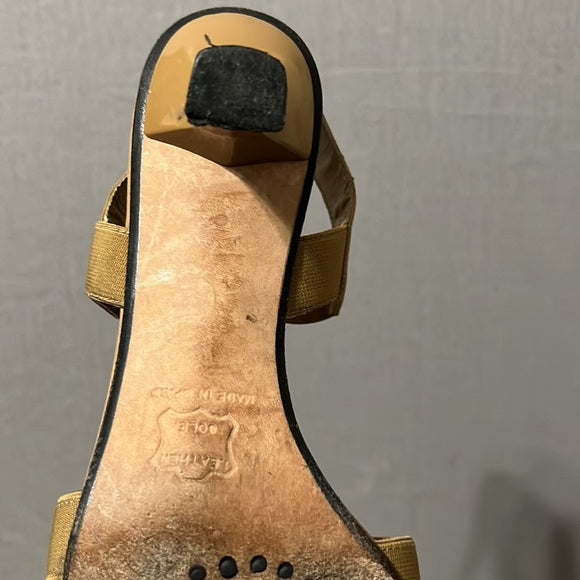 Stuart Weitzman Tan Open Toe Ankle Strap Kitten Heels Sz-6 M