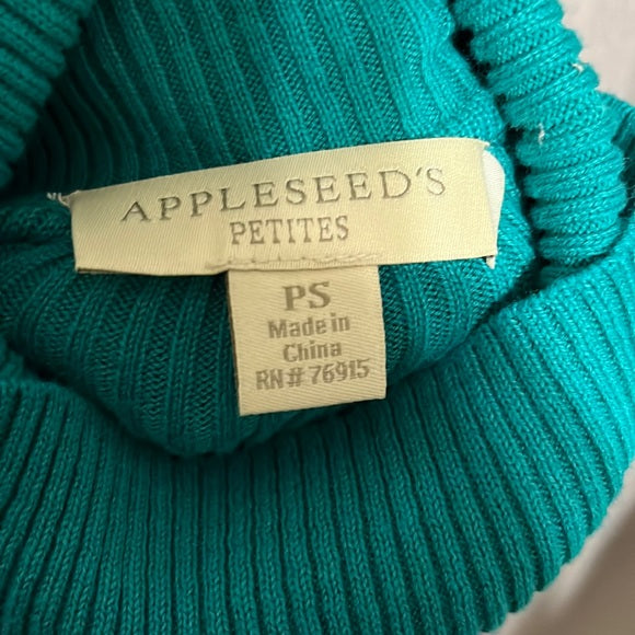 Appleseed’s Green Ribbed Turtleneck Sweater Sz-Small