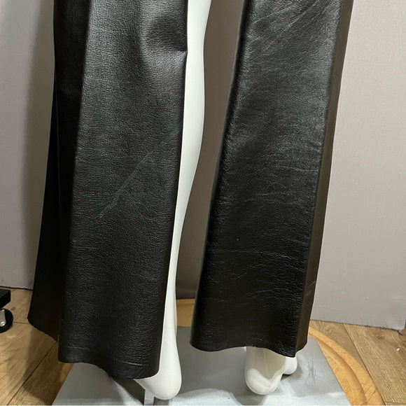 Vintage Hugo Buscati Black Leather Straight Leg Pants Sz-4