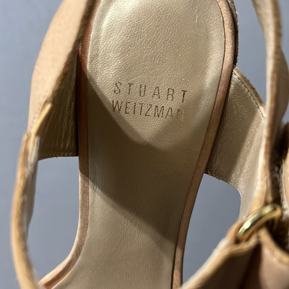 Stuart Weitzman Nude Open Toe With Ankle Strap Sandal Sz-6 1/2 M