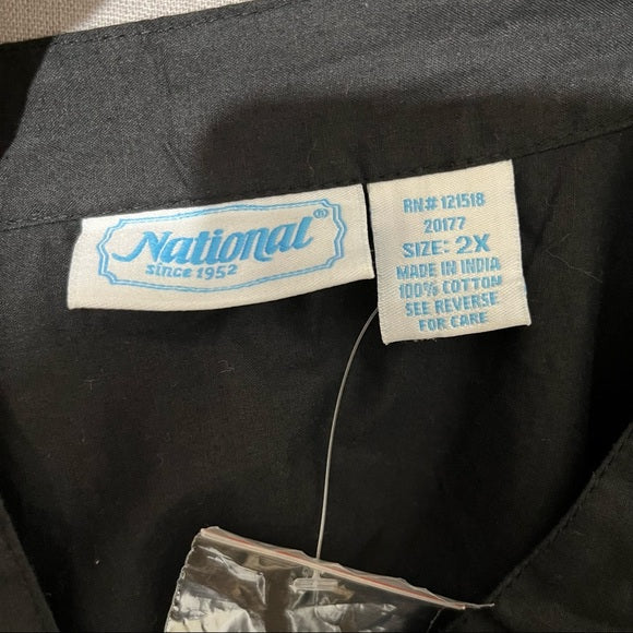 National since 1952 Black with Floral Embroidery Shirt Sz -2X