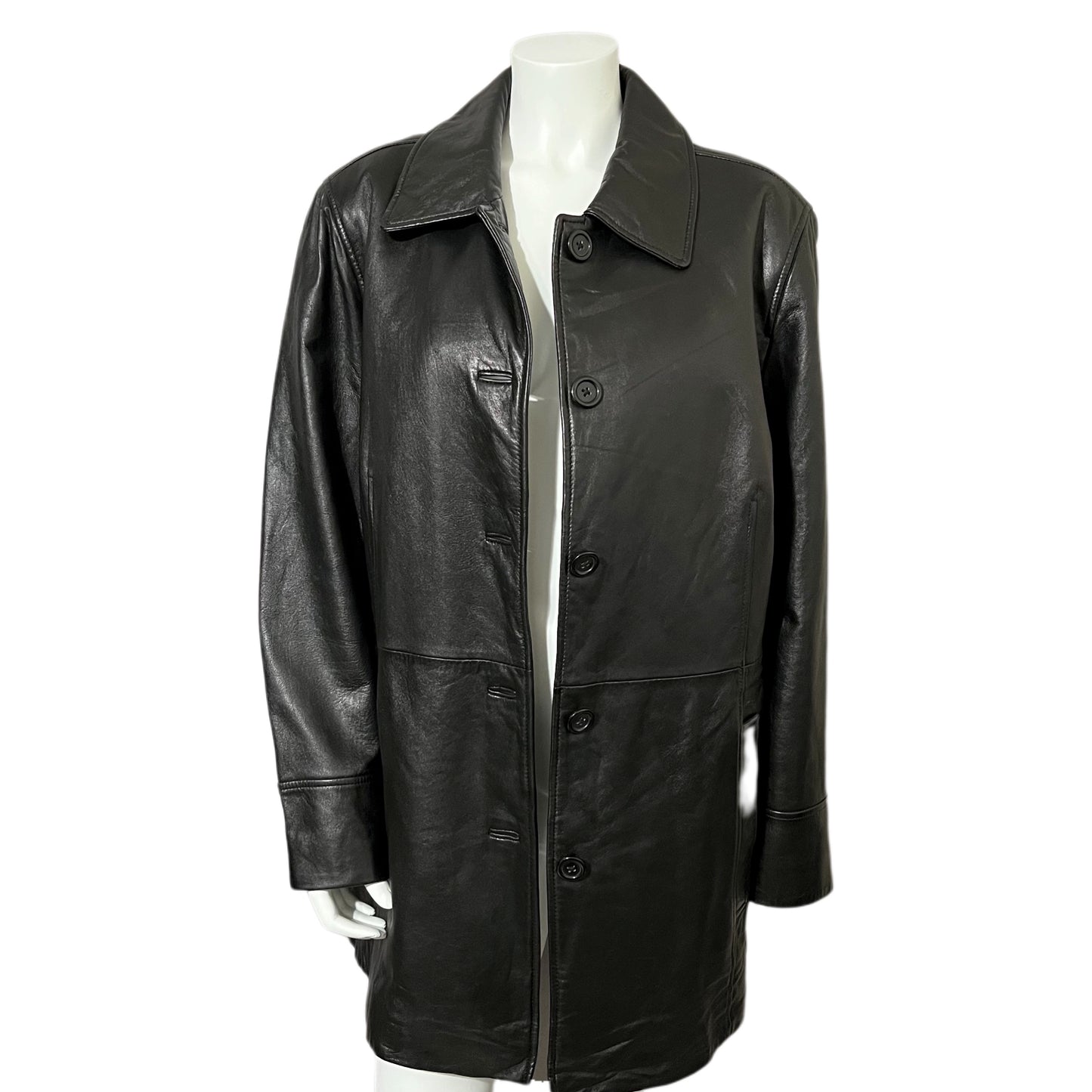III State Black Longline Leather Jacket Sz-1X